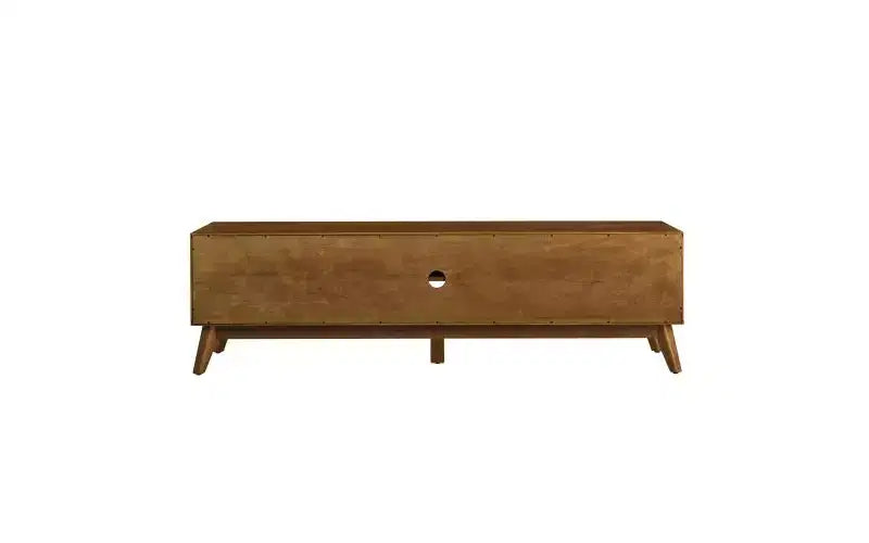 JVNOXK Meuble TV console de 172,5 cm en rotin, style moderne du milieu du siècle, pour téléviseurs jusqu'à 75 pouces ; idéal pour les salons, finition noyer
