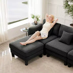 MAYEERTY Repose-pieds Ottomane Moderne en Polyester Bouclé, Tabouret Rembourré pour Salon, Chambre, Bureau
