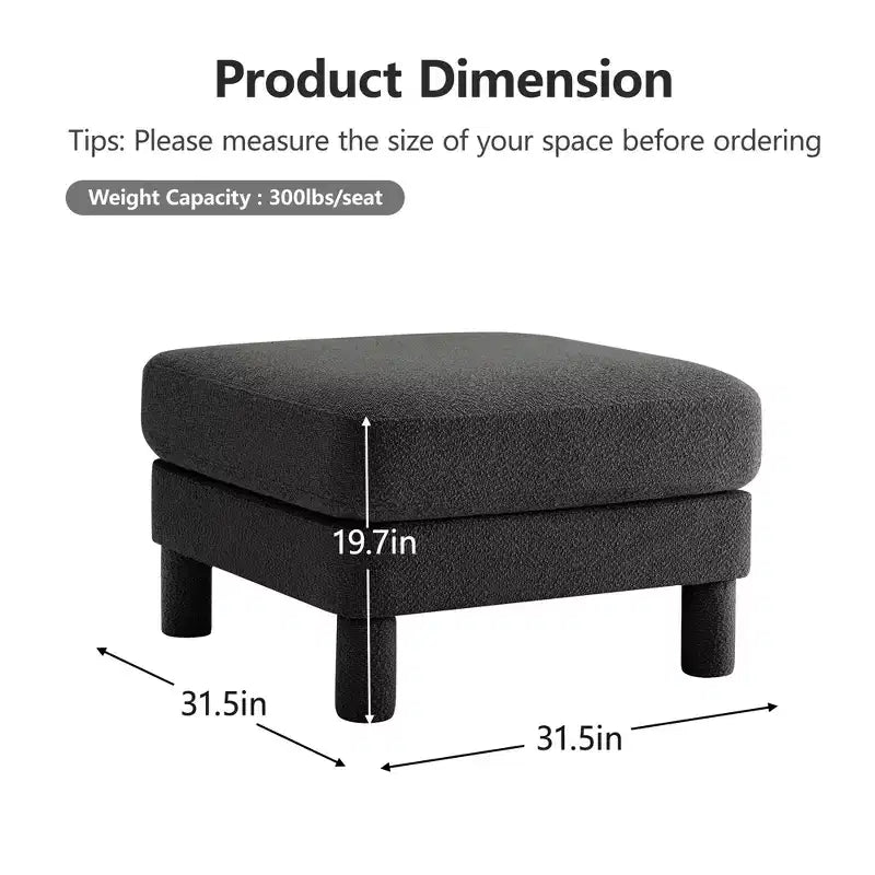 MAYEERTY Repose-pieds Ottomane Moderne en Polyester Bouclé, Tabouret Rembourré pour Salon, Chambre, Bureau