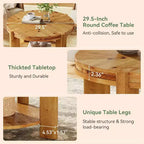 Table basse ronde Lantine en bois massif, 75 cm, tables d'appoint circulaires de style rustique avec étagère de rangement pour salon, marron rustique