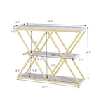 Console étroite à 3 niveaux avec étagères de rangement ouvertes Table de canapé d'entrée rustique de style ferme Pieds en métal en X Salon peu encombrant