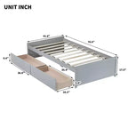 Lit plateforme double avec tiroirs, lit de repos en bois avec rangement pour chambre à coucher