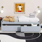 Lit plateforme double avec tiroirs, lit de repos en bois avec rangement pour chambre à coucher
