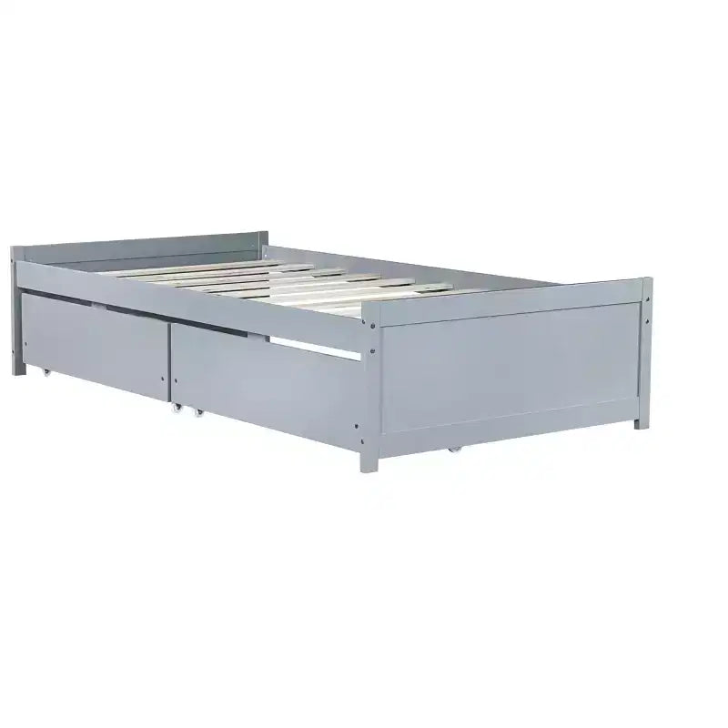 Lit plateforme double avec tiroirs, lit de repos en bois avec rangement pour chambre à coucher