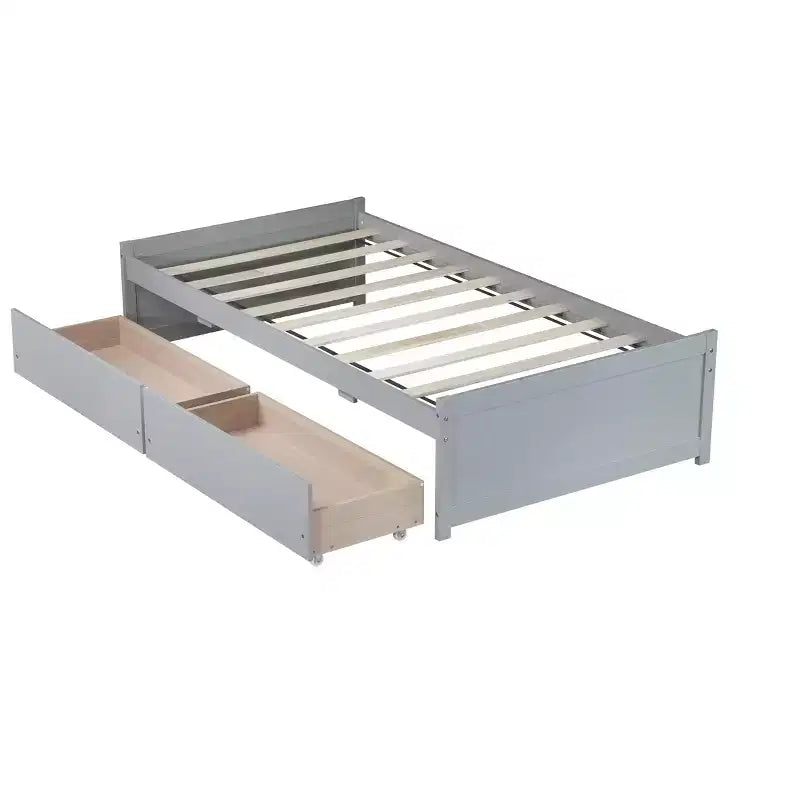 Lit plateforme double avec tiroirs, lit de repos en bois avec rangement pour chambre à coucher