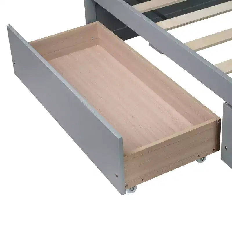 Lit plateforme double avec tiroirs, lit de repos en bois avec rangement pour chambre à coucher