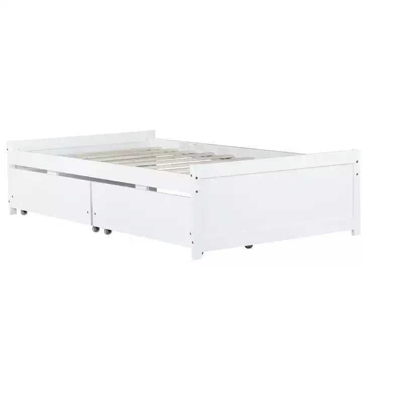 Lit plateforme double avec tiroirs, lit de repos en bois avec rangement pour chambre à coucher