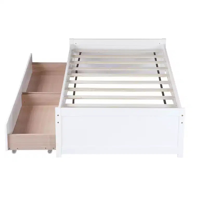 Lit plateforme double avec tiroirs, lit de repos en bois avec rangement pour chambre à coucher