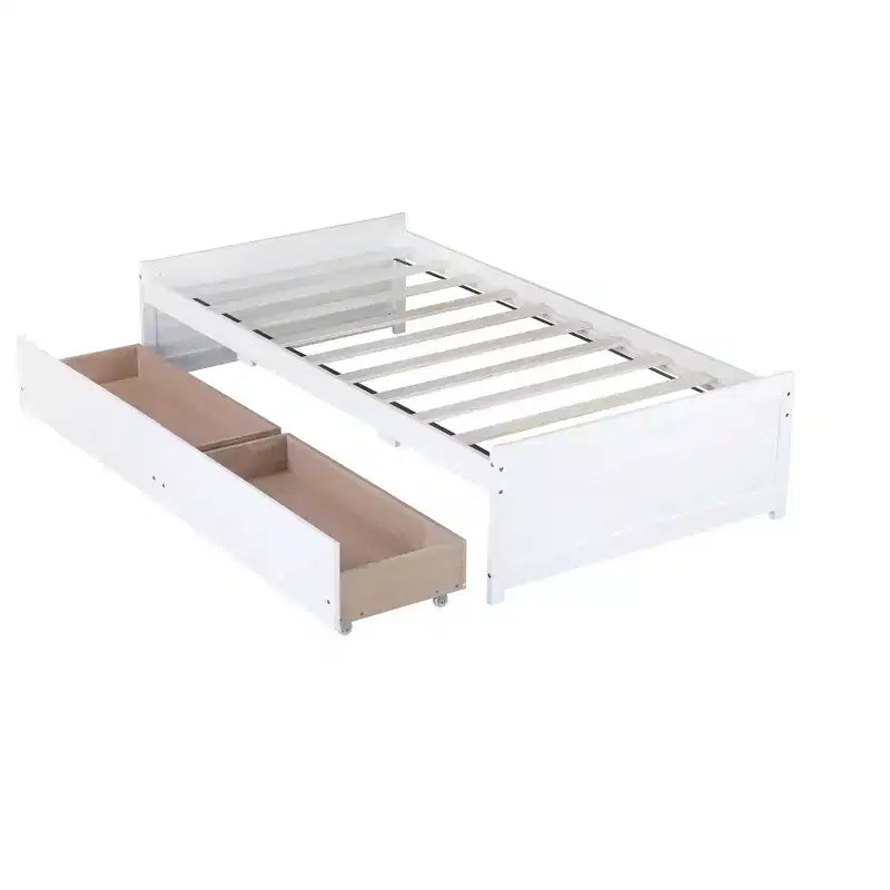 Lit plateforme double avec tiroirs, lit de repos en bois avec rangement pour chambre à coucher
