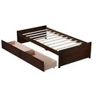 Lit plateforme double avec tiroirs, lit de repos en bois avec rangement pour chambre à coucher