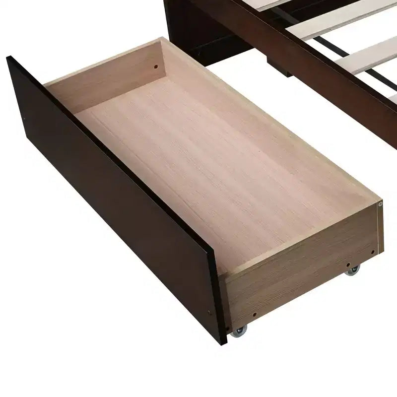 Lit plateforme double avec tiroirs, lit de repos en bois avec rangement pour chambre à coucher