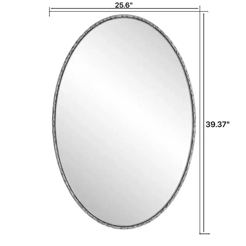 MAYEERTY Miroir mural ovale rétro en fer forgé à effet vieilli pour chambre à coucher ou salon, couleur argent
