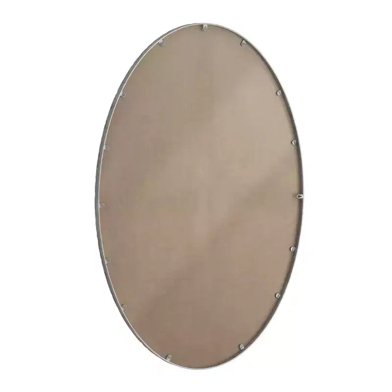 MAYEERTY Miroir mural ovale rétro en fer forgé à effet vieilli pour chambre à coucher ou salon, couleur argent