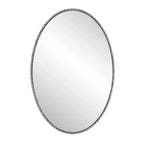 MAYEERTY Miroir mural ovale rétro en fer forgé à effet vieilli pour chambre à coucher ou salon, couleur argent