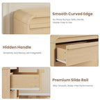 Commode arquée à 5 tiroirs, en bois de 114 cm de haut avec profil incurvé pour chambre moderne, salon, entrée, rangement de chambre d'enfant.