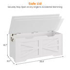 Coffre de rangement, Coffre à jouets en bois de 80 cm avec 2 charnières de sécurité, Banc de rangement d'entrée avec couvercle à charnière, Coffre de rangement robuste pour salon, chambre à coucher