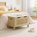 Coffre de rangement, Coffre à jouets en bois de 80 cm avec 2 charnières de sécurité, Banc de rangement d'entrée avec couvercle à charnière, Coffre de rangement robuste pour salon, chambre à coucher