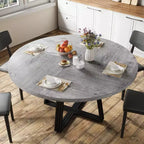 Table à manger ronde Acekool de 119 cm avec étagère de rangement et piètement en métal, 4-6 places, pour cuisine ou salle à manger