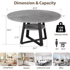 Table à manger ronde Acekool de 119 cm avec étagère de rangement et piètement en métal, 4-6 places, pour cuisine ou salle à manger