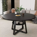 Table à manger ronde Acekool de 119 cm avec étagère de rangement et piètement en métal, 4-6 places, pour cuisine ou salle à manger