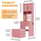Coiffeuse compacte Acekool avec miroir, éclairage réglable, tiroir de rangement et station de charge, ensemble de table de maquillage pour chambre à coucher