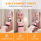 Coiffeuse compacte Acekool avec miroir, éclairage réglable, tiroir de rangement et station de charge, ensemble de table de maquillage pour chambre à coucher