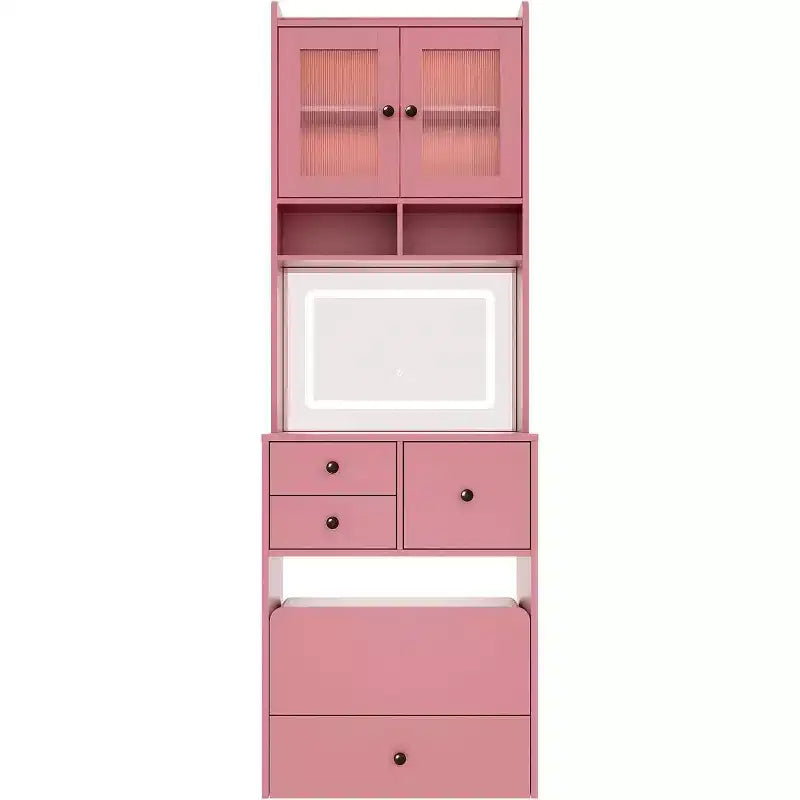 Coiffeuse compacte Acekool avec miroir, éclairage réglable, tiroir de rangement et station de charge, ensemble de table de maquillage pour chambre à coucher