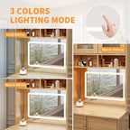 Coiffeuse compacte Acekool avec miroir, éclairage réglable, tiroir de rangement et station de charge, ensemble de table de maquillage pour chambre à coucher