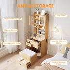 Coiffeuse compacte Acekool avec miroir, éclairage réglable, tiroir de rangement et station de charge, ensemble de table de maquillage pour chambre à coucher