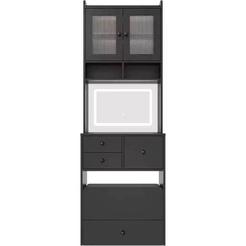 Coiffeuse compacte Acekool avec miroir, éclairage réglable, tiroir de rangement et station de charge, ensemble de table de maquillage pour chambre à coucher