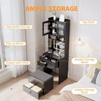 Coiffeuse compacte Acekool avec miroir, éclairage réglable, tiroir de rangement et station de charge, ensemble de table de maquillage pour chambre à coucher
