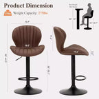 Tabourets de bar réglables en hauteur 24-32.1 avec pivot à 360°, coussin souple et élastique pour îlot de cuisine, bar, salon