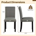 Costway Lot de 2 chaises de salle à manger en bois avec pieds en bois courbé en caoutchouc massif pour salle à manger Gris