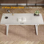 Grand bureau de direction Lantine de 179 cm, bureau d'ordinateur industriel pour la maison, longue table d'étude simple, mobilier de bureau (blanc)