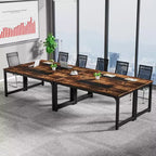 Table de Conférence Rectangulaire Lantine 78,7 Pouces pour 6 à 8 Personnes, Table de Réunion et de Séminaire Industrielle pour Bureau, Marron Rustique
