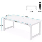 Lantine 70.8?Bureau de direction, Grand bureau d'ordinateur avec cadre épais, Mobilier de bureau moderne et simple pour bureau à domicile, Blanc