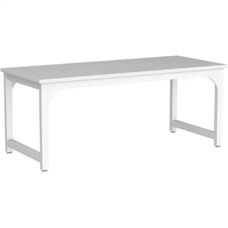 Lantine 70.8?Bureau de direction, Grand bureau d'ordinateur avec cadre épais, Mobilier de bureau moderne et simple pour bureau à domicile, Blanc