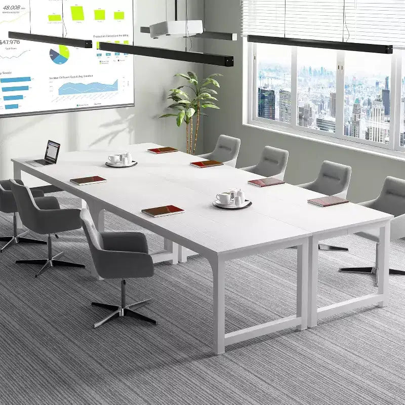Lantine 70.8?Bureau de direction, Grand bureau d'ordinateur avec cadre épais, Mobilier de bureau moderne et simple pour bureau à domicile, Blanc