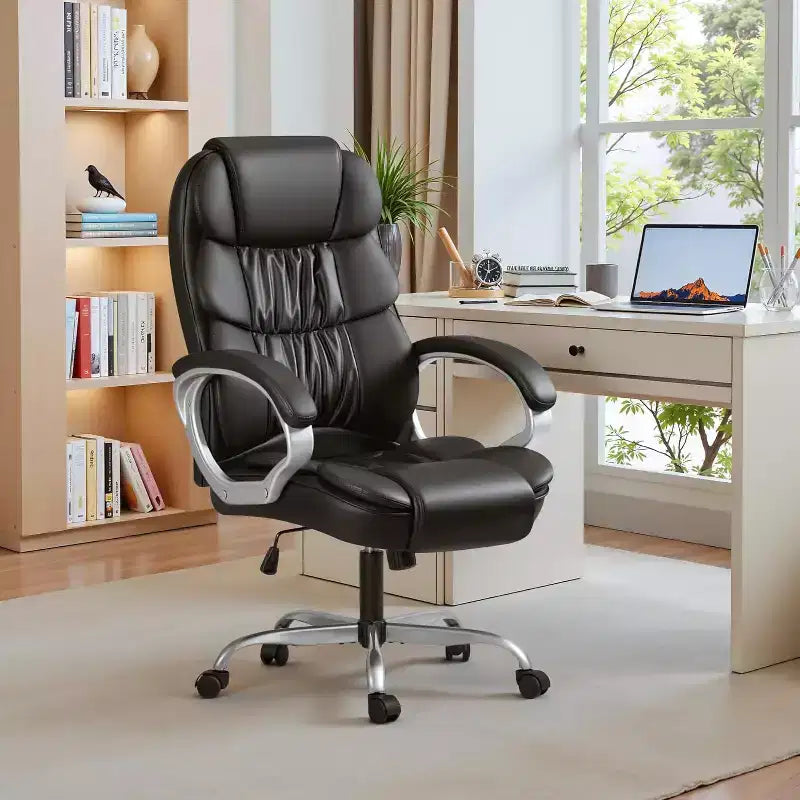 BALHAM TRADE-Chaise de Bureau Simili Cuir Hauteur Réglable Pivotante avec Support Lombaire et Accoudoirs Rembourrés