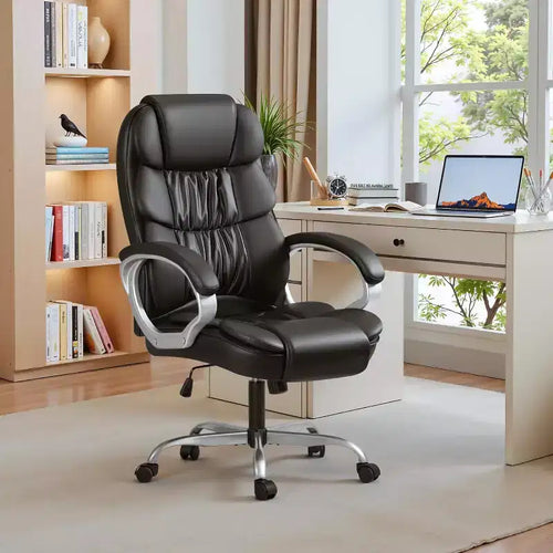 BALHAM TRADE-Chaise de Bureau Simili Cuir Hauteur Réglable Pivotante avec Support Lombaire et Accoudoirs Rembourrés