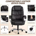 BALHAM TRADE-Chaise de Bureau Simili Cuir Hauteur Réglable Pivotante avec Support Lombaire et Accoudoirs Rembourrés