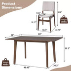 GDFStudio Dalton - Ensemble de salle à manger moderne 7 pièces - Table rectangulaire en bois massif et chaises rembourrées en lin