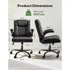 BALHAM TRADE - Fauteuil de bureau ergonomique en cuir PU avec accoudoirs relevables et roulettes fluides pour bureau à domicile