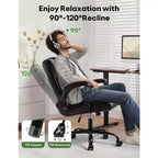 BALHAM TRADE - Fauteuil de bureau ergonomique en cuir PU avec accoudoirs relevables et roulettes fluides pour bureau à domicile