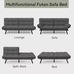 Canapé-futon Dyonery 71 en mousse à mémoire de forme avec coussin détachable, canapé-lit futon convertible, dossier et accoudoirs réglables, fauteuil inclinable pour salon