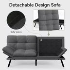 Canapé-futon Dyonery 71 en mousse à mémoire de forme avec coussin détachable, canapé-lit futon convertible, dossier et accoudoirs réglables, fauteuil inclinable pour salon