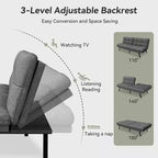 Canapé-futon Dyonery 71 en mousse à mémoire de forme avec coussin détachable, canapé-lit futon convertible, dossier et accoudoirs réglables, fauteuil inclinable pour salon