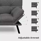 Canapé-futon Dyonery 71 en mousse à mémoire de forme avec coussin détachable, canapé-lit futon convertible, dossier et accoudoirs réglables, fauteuil inclinable pour salon