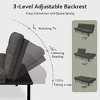 Canapé-futon Dyonery 71 en mousse à mémoire de forme avec coussin détachable, canapé-lit futon convertible, dossier et accoudoirs réglables, fauteuil inclinable pour salon