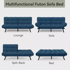 Canapé-futon Dyonery 71 en mousse à mémoire de forme avec coussin détachable, canapé-lit futon convertible, dossier et accoudoirs réglables, fauteuil inclinable pour salon